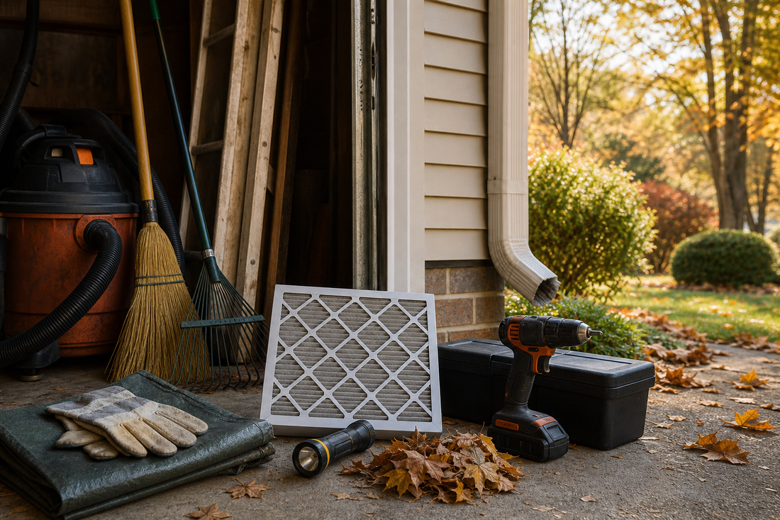 Unbranded practical sequence scene featuring low-risk home maintenance for seasonal changeovers
