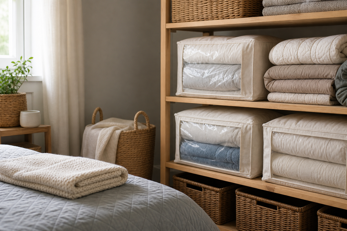 Unbranded orderly inspection setup featuring practical bedding storage