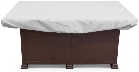 Treasure Garden Large Rectangle Fire Pit Cover, 300D Outdoor Table & Ottoman Cover, Water Resistant, UPF50+ UV Protection, Elastic Hem, Spring Cinch Lock, Built-In Storage Pouch, Gray, 51 in by TreasureGarden
