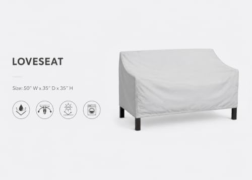 Treasure Garden Loveseat Cover, 300D Polyester Outdoor Deep Seating Sofa Cover, Water Resistant, UPF50+ UV Protection, Elastic Hem, Spring Cinch Lock, Built-In Pouch & Storage Bag, Gray - Image 2