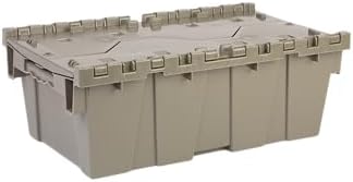HE HUDSON EXCHANGE 19.6x11.6x7.3” (5 Pack, 3.7 Gallon) Tote with Attached Lid, Gray/Brown - Image 3