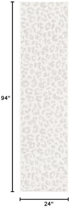 Unique Loom Outdoor Safari Collection Area Rug - Leopard (2' x 7' 10" Runner, Ivory Gray) - Image 2