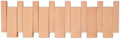 Piano Key Coat Rack Wall Mount 16.5" – 6 Hook Beech-Toned Wooden Coat Rack by WINQQQQ