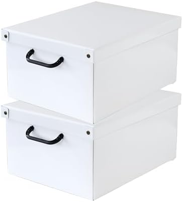 Lavatelli White – Set of 2 Cardboard Organizers with Lids for Home Linen by Lavatelli