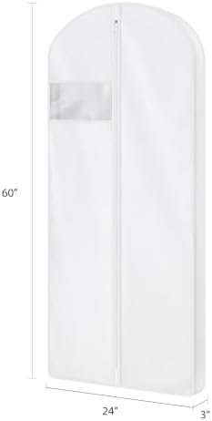 60" Cotton Garment Bag for Hanging Clothes, Dress Bags for Gowns - Image 2