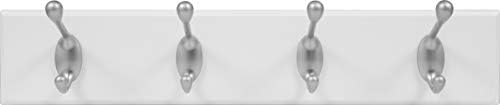 HIGH & MIGHTY 515703 Coat Rack 4 Hook Rail, Easy Tool-Free Dry Wall Installation, Holds up to 30lbs, 18", White & Silver - Image 2