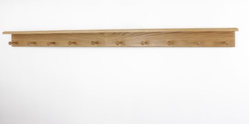 Oak Shaker Peg Rack with Shelf (Natural, 58" with 10 pegs) by PEG+AND+RAIL