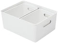 Superio Decorative Plastic Basket Open Home Storage Bins Organizer, White (Set of 3) 1 Large, 2 Medium - Container Boxes for Organizing Closet Storage Bins for Shelves - Ribbed Collection by Superio