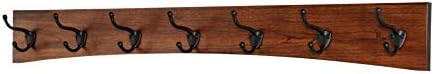 Solid Cherry Arched Wall Mounted Coat Rack Bronze Hat & Coat Hooks - Made in The USA (Mahogany, 36" x 4.5" with 7 Hooks) by PEG+AND+RAIL