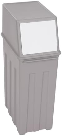 8 Gallon Trash Can,Large Capacity Slim Trash Can with Hinged Flap Cover, Floorstanding Tall and Narrow Trash Bin, Indoor/Outdoor Waste Can for Living Rooms, Kitchens, Balconies, Patios (Grey) by ACNAO
