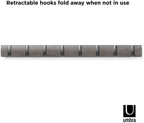 Umbra Flip Coat Rack, Wall Mount 8-Hook, Space Saving, Grey/Pewter - Image 6