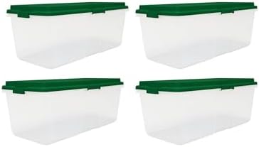 113 Quart Clear Plastic Christmas Storage Bins with Secure Lids, Set of 4 – Large Holiday Organization Containers by TAYNEVOBRIGHTERYOURBETTER