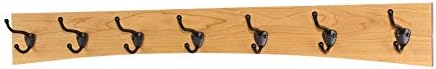 Solid Cherry Arched Wall Mounted Coat Rack Bronze Hat & Coat Hooks - Made in The USA (Natural, 36" x 4.5" with 7 Hooks) by PEG+AND+RAIL