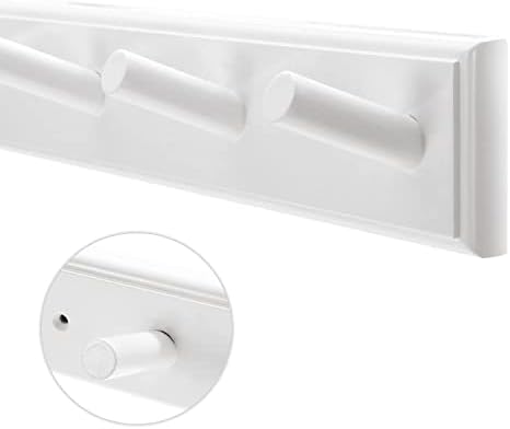 10 Hook Coat Rack Wall Mounted, Long 38 Inches Wooden Wall Coat Hanger with 10 Pegs, 16'' Hole to Hole Wall Coat Hooks for Hanging Towels, Hats, Backpacks, Clothing, Caps (White - Image 6