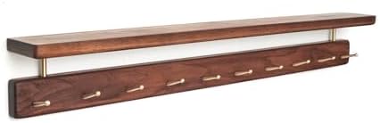 Walnut Wood Coat Rack with Shelf, Wall Mounted Rack with 10 Hooks by CUSTOMIZEYOURHOMEATMatooya