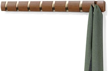 Umbra Flip Coat Rack, Wall Mount 8-Hook Space Saving Light Walnut/Warm Gold by Umbra