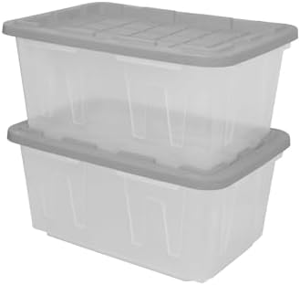 CX 27-Gallon Heavy Duty Clear Stackable Storage Bins with Lids, 2 Pack by BLACKYELLOW