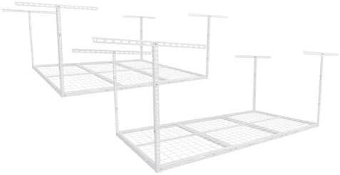 FLEXIMOUNTS 4x6 Overhead Garage Ceiling Storage Rack, 2 Pack, White by FLEXIMOUNTS