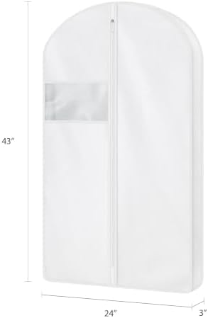 43 Inch Cotton Garment Bag for Hanging Clothes, 3 Pack Suit Bag - Image 2