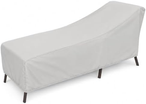 Treasure Garden Small Chaise Lounge Cover, Heavy Duty 300D Polyester Patio Chaise Cover, Water Resistant, UPF50+ UV Protection, 4 Ties, Elastic Hem, Spring Cinch Lock, Storage Bag, 32"W x 80"D x 42"H by TreasureGarden