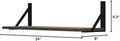 Forbena 24 Inch Long Floating Shelves for Wall Set of 3, Wooden Wall Bookshelf for Bedroom, Large Rustic Wood Hanging Book Shelves for Living Room Plants Kitchen Office Closet Storage (Dark Brown) - Image 2