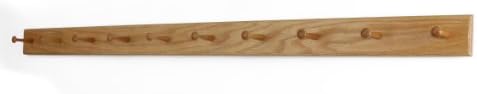 Solid Oak Shaker Peg Rack Made in The USA - Natural Stain 58 x 3.5 Inches with 10 Pegs by PEG+AND+RAIL