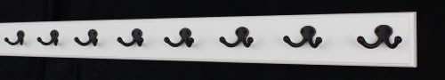 White Coat Rack with Aged Bronze Double Style Hooks (41" x 3.5" with 8 hooks) - Image 2