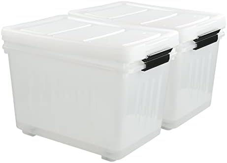 Clear Large Storage Bins with Lids and Wheels, 70L, 4-Pack - Image 7