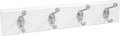 HIGH & MIGHTY 515703 Coat Rack 4 Hook Rail, Easy Tool-Free Dry Wall Installation, Holds up to 30lbs, 18", White & Silver by HighandMighty