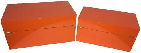 Galt International Storage Boxes - Large & Small Decorative Storage Box w/Hinged Lid - Classic Design Wood Decor Boxes with Geometric Opening Clasp - Home & Office Storage - Set of 2 (Orange) - Image 7