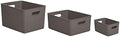 Superio Ribbed Collection - Decorative Plastic Basket Open Home Storage Bins Organizer, Brown (Set of 3) 1 X-Large, 1 Large, 1 Medium - Container Boxes for Organizing Closet Storage Bins for Shelves by Superio
