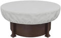 Treasure Garden Round Fire Pit Cover, 300D Polyester Outdoor Table & Ottoman Cover, Water Resistant, UPF50+ UV Protection, Elastic Hem, Spring Cinch Lock, Built-In Storage Pouch, Gray, 55 in by TreasureGarden
