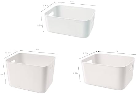 Set Of 8 Plastic Storage Bins,Versatile Kitchen Pantry Organization and Storage,for Plastic Storage Container Under Bed,Under Sink Bathroom Organizer (White, 8 Pack - Image 7