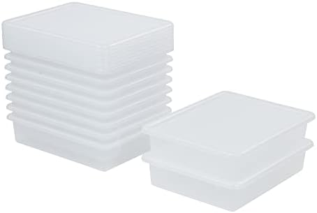 ECR4Kids Letter Size Tray Organizer with Lid, Small, 10-Piece, Clear by ECR4Kids