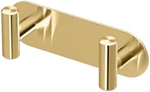 Gatco 1291B Latitude II 2 Hook Double Robe Hook, Wall Mounted Hook for Bathroom Towels & Robes, 6.5 Inch W, Brushed Brass, Premium Brass by Gatco