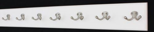 White Wall Mounted Coat Rack with Satin Nickel Dual Style Hooks 4.5" Ultra Wide (36" x 4.5" with 7 Hooks) by PEG+AND+RAIL