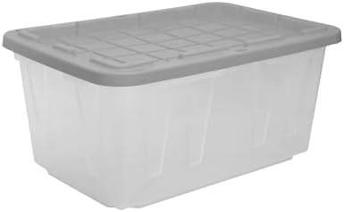 CX 27-Gallon Heavy Duty Clear Stackable Storage Bins with Lids, 4 Pack Gray - Image 6