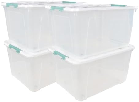80 L Extra Large Plastic Storage Box, Clear Large Plastic Storage Bins with Wheels, 4-Pack - Image 5
