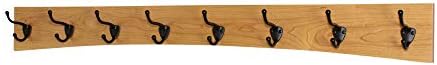 Solid Cherry Arched Wall Mounted Coat Rack Bronze Hat & Coat Hooks - Made in The USA (Natural, 41" x 4.5" with 8 Hooks) by PEG+AND+RAIL