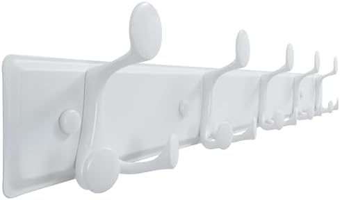 SKOLOO 15 Hooks Wall Mounted Coat Rack, 30 Inch Modern Coat Hanger for Entryway, Bathroom, Garage, Lightweight with 16 Inch Stud Spacing Design, Matte White by SKOLOO