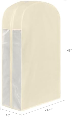 43 Inch Cotton Garment Bags for Hanging Clothes 3 Pack, Beige - Image 2