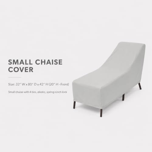 Treasure Garden Small Chaise Lounge Cover, Heavy Duty 300D Polyester Patio Chaise Cover, Water Resistant, UPF50+ UV Protection, 4 Ties, Elastic Hem, Spring Cinch Lock, Storage Bag, 32"W x 80"D x 42"H - Image 2