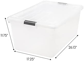 IRIS USA 68 Quart / 17 Gal. Stackable Plastic Storage Bins with Lids and Latch Buckles, 5 Pack - Pearl, Large Containers for Home and Office Ultra Organization, Durable Nestable Tote Box Tub - Image 2