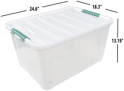 80 L Extra Large Plastic Storage Box, Clear Large Plastic Storage Bins with Wheels, 4-Pack - Image 2