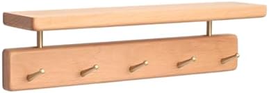 Beech Wood Coat Rack with Shelf, Wall Mounted Rack with 5 Hooks by CUSTOMIZEYOURHOMEATMatooya