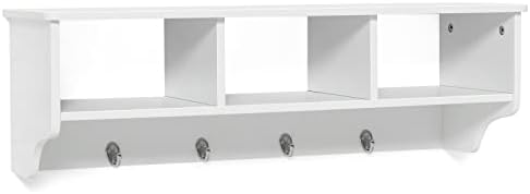 Casart Hanging Shelf Wall Mounted Storage Cabinets W/Hooks for Bedroom, Living Room and Entryway (White) by Unknown