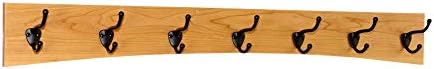 Solid Cherry Arched Wall Mounted Coat Rack Bronze Hat & Coat Hooks - Made in The USA (Cherry, 36" x 4.5" with 7 Hooks) by PEG+AND+RAIL
