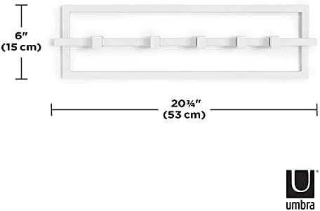 Umbra Cubiko Wall Mounted Modern, Sleek, Space-Saving Hanger with Retractable Hooks to Hang Coats, Scarves, Purses and More, 5, White - Image 3