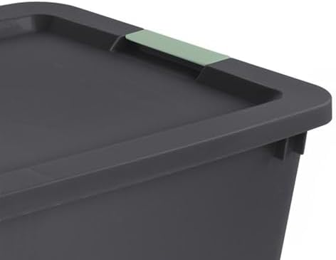 Sterilite 16 Pack 45 Gallon Wheeled Latch Tote, Stackable Plastic Storage Bin, Gray/Green - Image 7