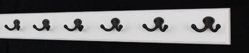White Coat Rack with Aged Bronze Double Style Hooks (30.5" x 3.5" with 6 hooks) by PEG+AND+RAIL